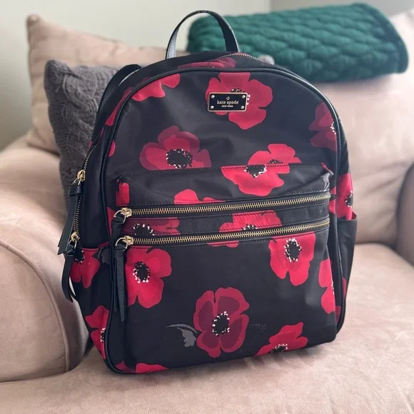 Kate Spade Wilson Road Poppy backpack larger size - needs TLC - Picture 1 of 16